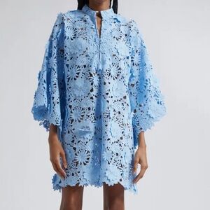 La Vie Style House 3D Floral Lace Cover-Up Mini Caftan